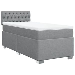 vidaXL Box Spring Bed with Mattress Light Grey 100x200 cm Fabric