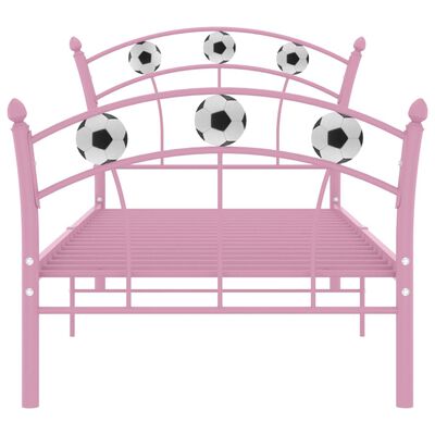 vidaXL Bed Frame with Football Design Pink Metal 90x200 cm
