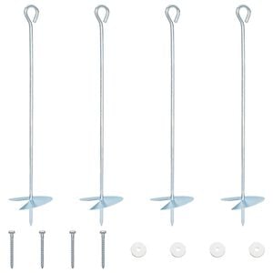 vidaXL Earth anchor 4 pcs Silver &Oslash;10 x 50 cm Galvanized Metal