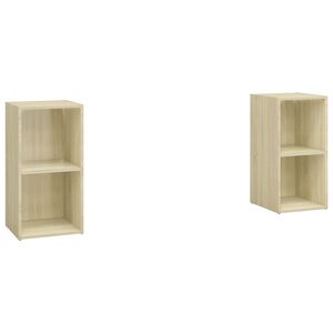 vidaXL 2 Piece TV Cabinet Set Sonoma Oak 72x35x36,5 cm Engineered Wood