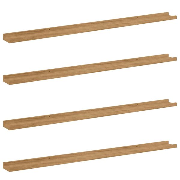 vidaXL Wall Shelf 4 pcs Brown 115 x 9 x 3 cm Engineered Wood