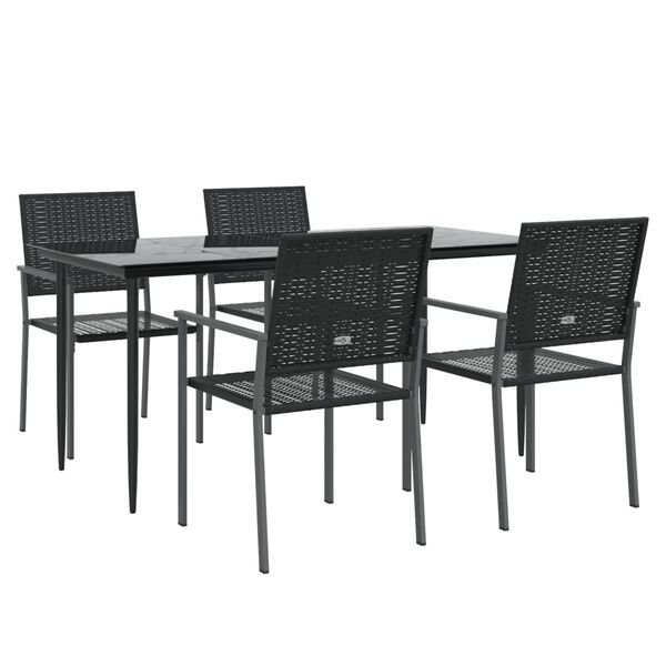 vidaXL 5 Piece Garden Dining Set Poly Rattan and Steel