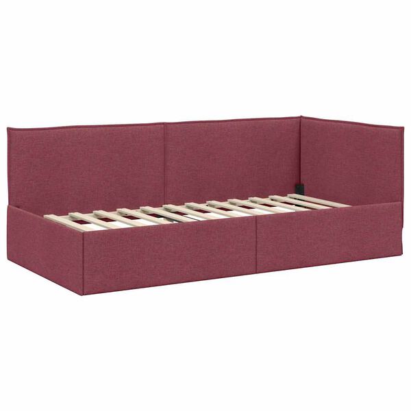 vidaXL Corner Bed Frame with Headboard Wine Red 90 cm x 190 cm Velvet