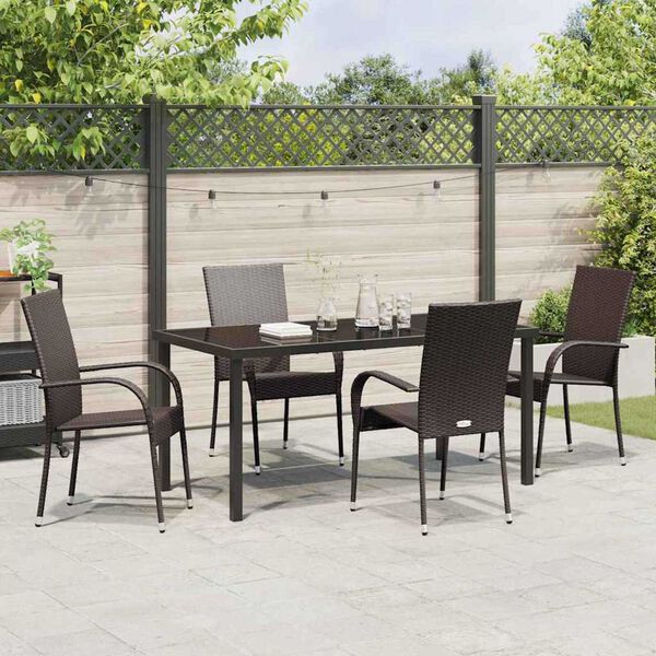 vidaXL Garden Dining Set 5 pcs Brown Powder-Coated Steel