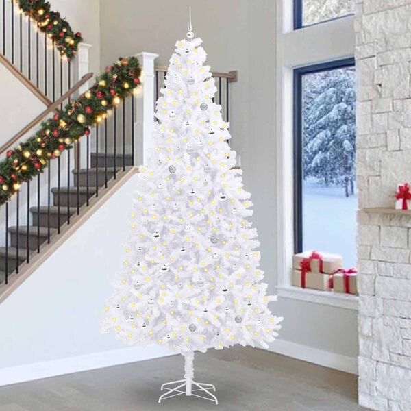 vidaXL Artificial Christmas Tree with Stand White 300 cm PVC and Steel