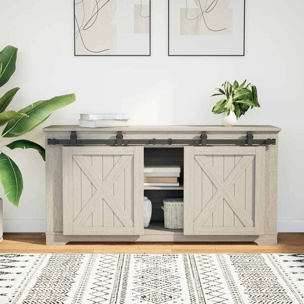 vidaXL&nbsp;Sliding Cabinet Door Kit 122 cm Carbon Steel