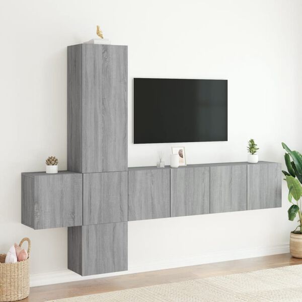 vidaXL 5 Piece TV Wall Units Grey Sonoma Engineered Wood
