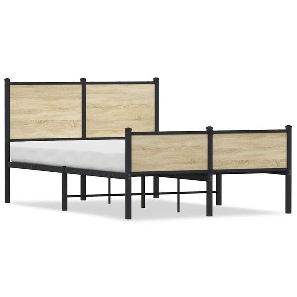 vidaXL Metal Bed Frame without Mattress Sonoma Oak 120x200 cm