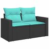 vidaXL 10 Piece Garden Sofa Set with Cushions Black Poly Rattan Acacia