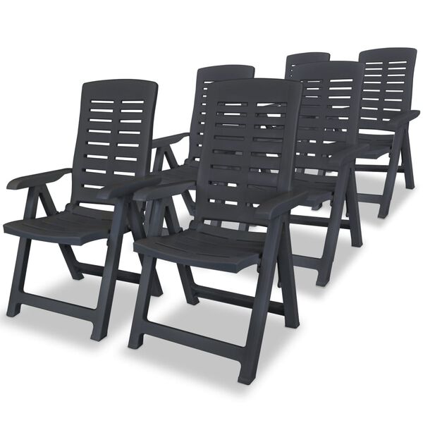 vidaXL Reclining Garden Chairs 6 pcs Plastic Anthracite