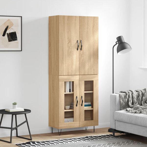 vidaXL Highboard Sonoma Oak 69.5x34x180 cm Engineered Wood