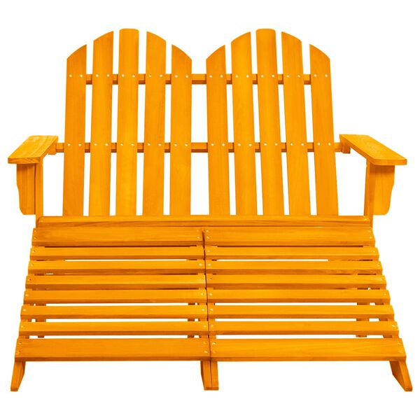 vidaXL 2-Seater Garden Adirondack Chair&Ottoman Fir Wood Orange