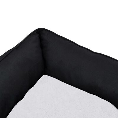 vidaXL Dog Bed Black and White 85.5x70x23 cm Linen Look Fleece