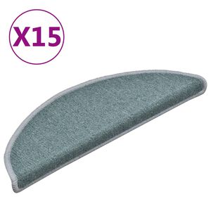 vidaXL Stair Mats 15 pcs 56x17x3 cm Sea Blue Half Round