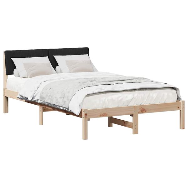 vidaXL Bed frame Brown and black 120 x 190 cm Solid pine wood
