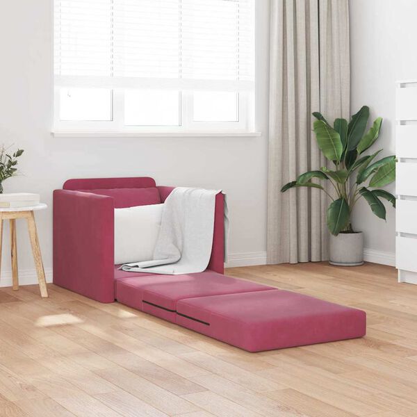 vidaXL Sofa Bed Wine Red 74 x 77 x 81 cm Velvet