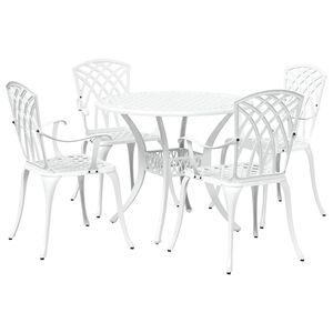 vidaXL Garden Dining Set 5 pcs White Aluminium