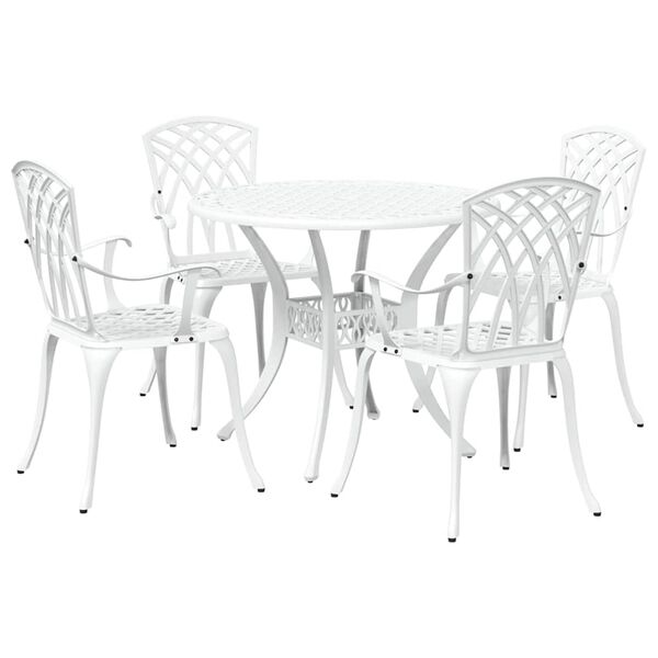 vidaXL Garden Dining Set 5 pcs White Aluminium