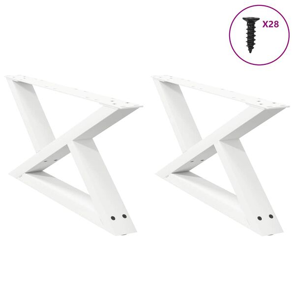 vidaXL Coffee Table Legs 2 pcs White 70x(30-31.3) cm Steel