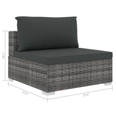 vidaXL 13 Piece Garden Lounge Set with Cushions Poly Rattan grey