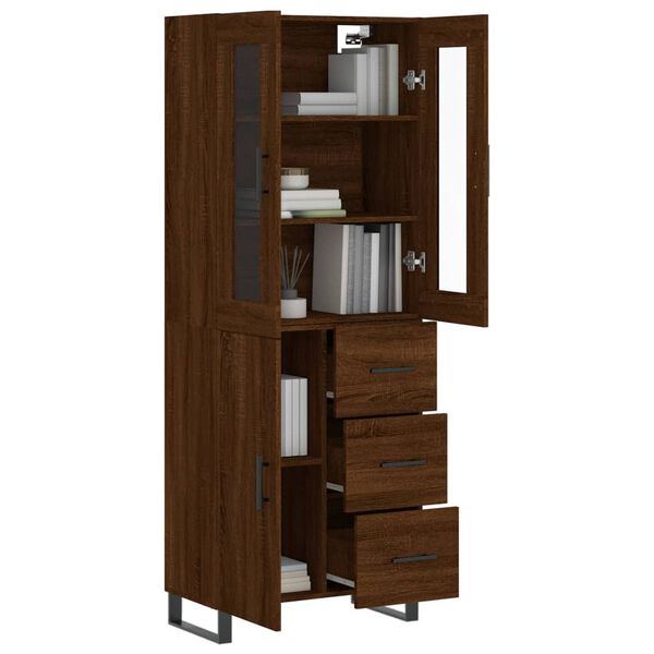 vidaXL Highboard Brown Oak 69.5x34x180 cm Engineered Wood