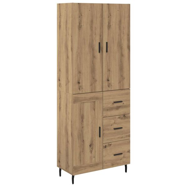 vidaXL Highboard 2 pcs Artisan Oak Engineered Wood and Glass