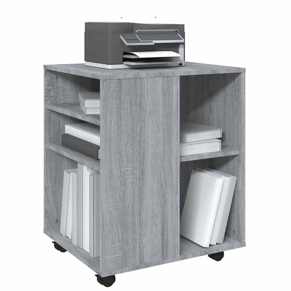 vidaXL Rolling Cabinet Grey Sonoma 60x53x72 cm Engineered Wood