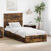 vidaXL Storage Bed with Drawer Smoked Oak 90 x 190 cm Engineered Wood