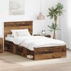 vidaXL Bed Frame with Headboard Old Wood 100 x 200 cm Solid Pine Wood