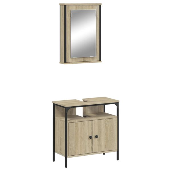 vidaXL 2 Piece Bathroom Furniture Set Sonoma Oak Engineered Wood