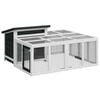 vidaXL Rabbit Hutch Grey 144x123x67.5 cm Solid Wood Pine