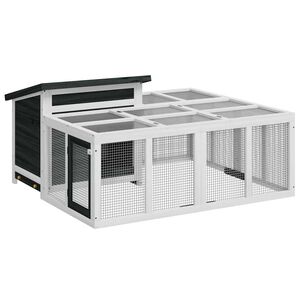 vidaXL Rabbit Hutch Grey 144x123x67.5 cm Solid Wood Pine