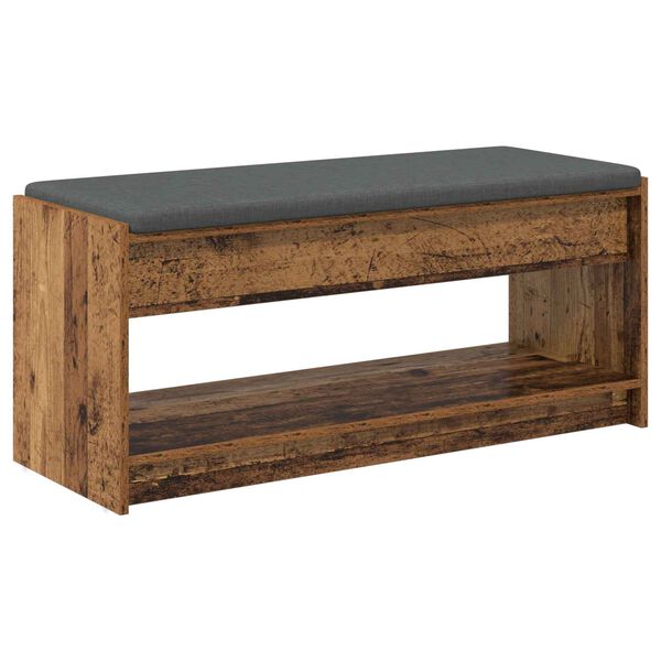 vidaXL Hall Bench Old Wood 103 x 38 x 45 cm Engineered Wood and Fabric