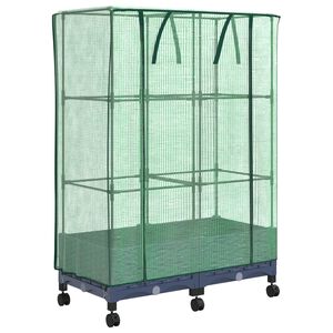 vidaXL Garden Planter with Greenhouse Cover&Wheels 2 pcs Blue Grey PP