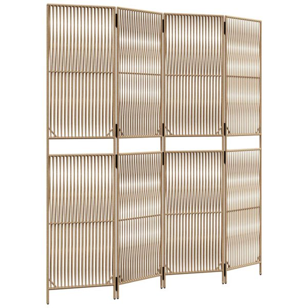 vidaXL Room Divider 4 Panels Beige Poly Rattan