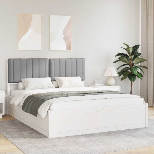 vidaXL Bed Frame with Upholstered Headboard Light Grey 150 x 200 cm