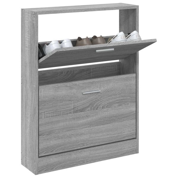 vidaXL Shoe Cabinet Grey Sonoma 59x17x81 cm Engineered Wood