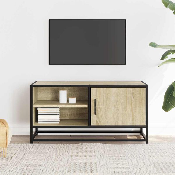 vidaXL TV Cabinet Sonoma Oak 80x34.5x40 cm Engineered Wood and Metal