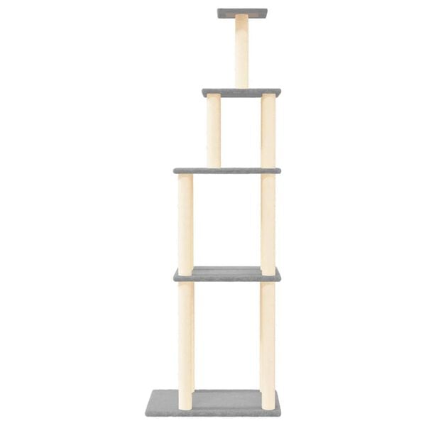 vidaXL Cat Tree with Sisal Scratching Posts Light Grey 183 cm