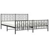 vidaXL Metal Bed Frame without Mattress with Footboard Black 180x200cm