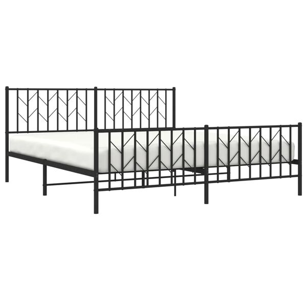 vidaXL Metal Bed Frame without Mattress with Footboard Black 180x200cm