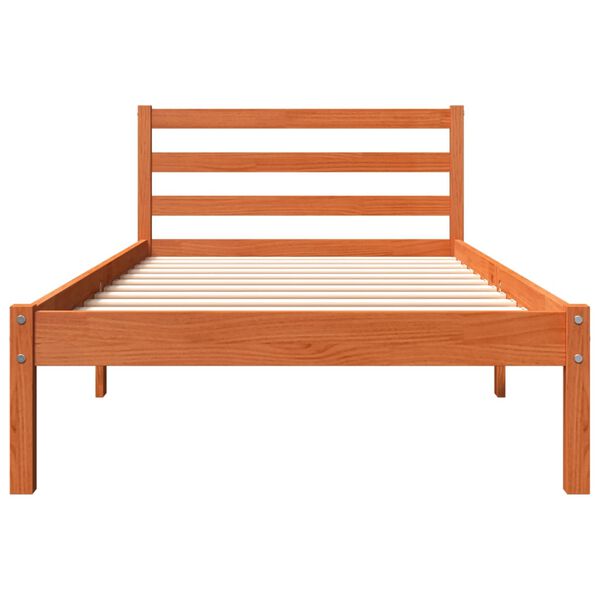 vidaXL Bed Frame without Mattress Wax Brown 90x190 cm Single Solid Wood Pine
