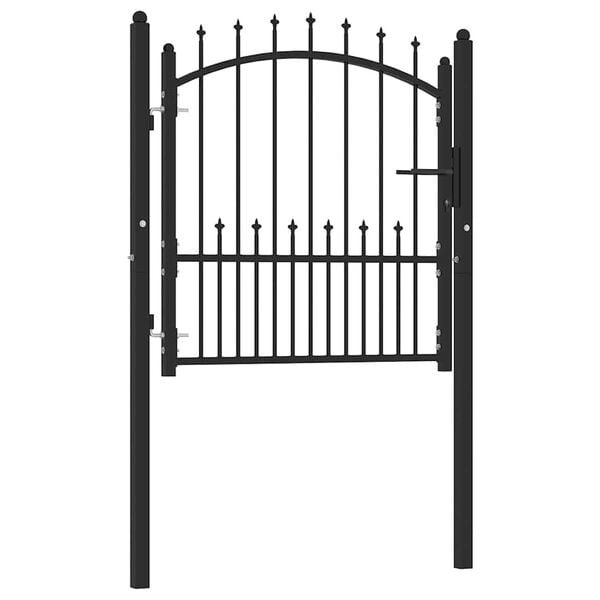 vidaXL Fence Gate with Spikes Steel 104x97 cm Black