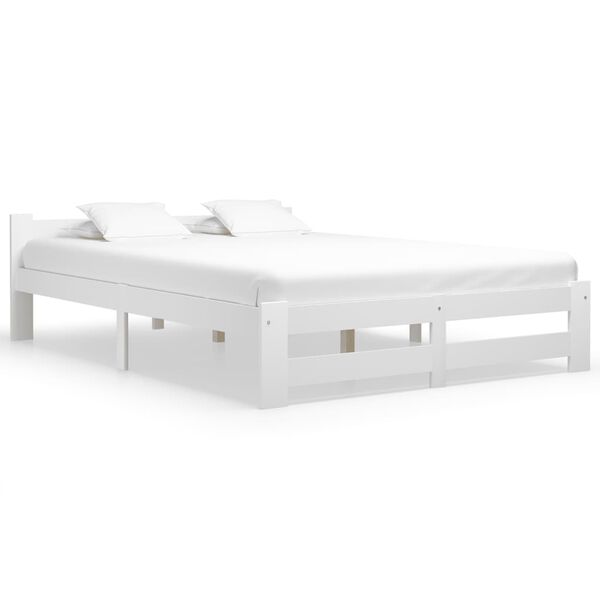 vidaXL Bed Frame without Mattress White Solid Pine Wood 140x200 cm