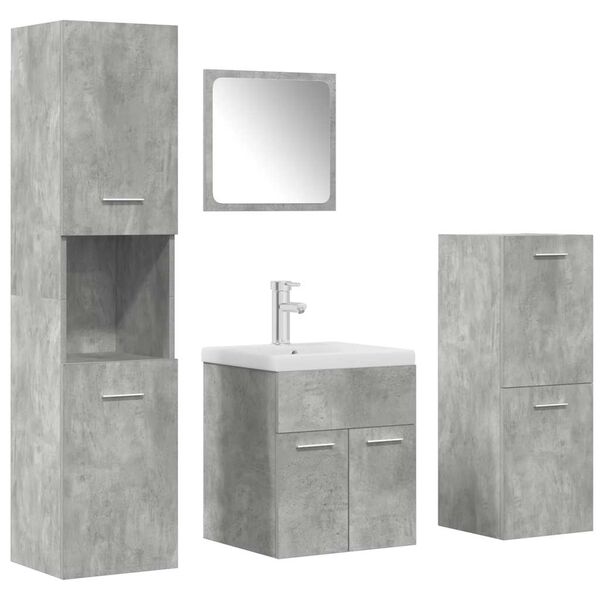 vidaXL 5 Piece Bathroom Furniture Set Concrete Grey Engineered Wood