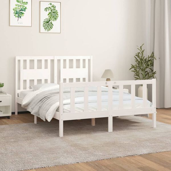 vidaXL Bed Frame without Mattress White Solid Wood Pine 120x200 cm