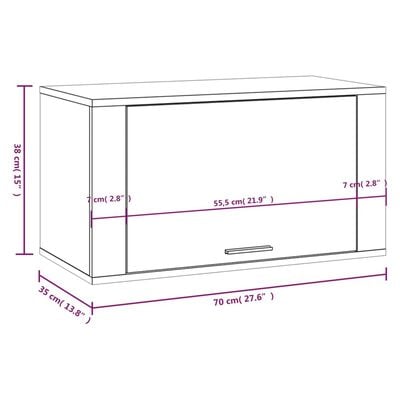 vidaXL Wall-mounted Shoe Cabinet White 70x35x38 cm Engineered Wood