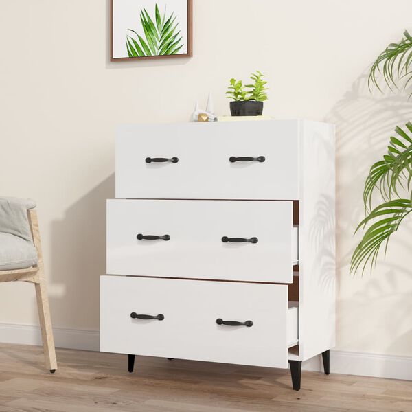 vidaXL Sideboard High Gloss White 69.5x34x90 cm Engineered Wood