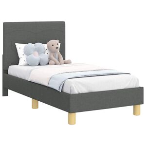 vidaXL Toddler Bed Frame with Headboard Dark Grey 70 x 140 cm Fabric