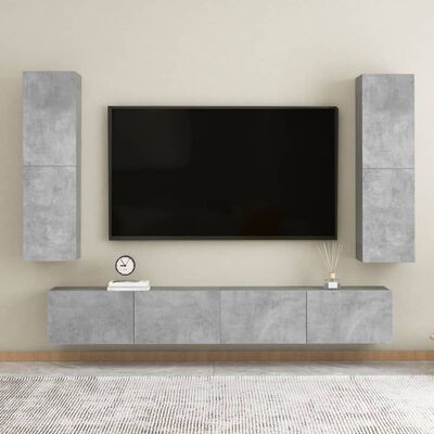 vidaXL TV Cabinet Concrete Grey 30.5x30x110 cm Engineered Wood